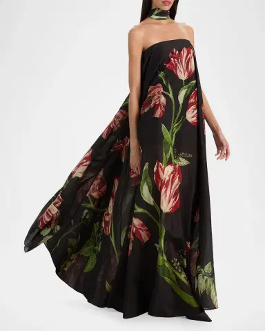 Alice + Olivia Maricela Floral Scarf Maxi Dress | Thumbnail 4 Alice + Olivia Maricela Floral Scarf Maxi Dress | Thumbnail 4