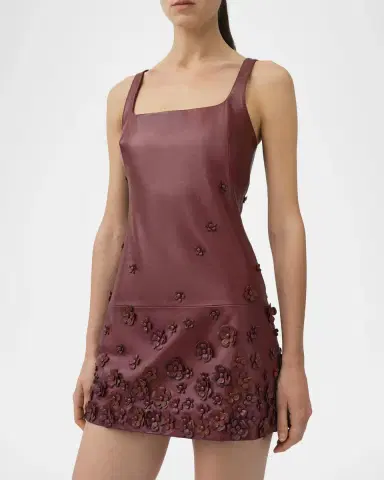 Simkhai Talen Floral-Embellished Faux Leather Mini Dress | Thumbnail 4 Simkhai Talen Floral-Embellished Faux Leather Mini Dress | Thumbnail 4