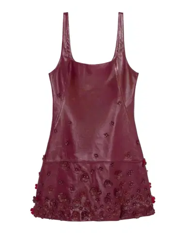 Simkhai Talen Floral-Embellished Faux Leather Mini Dress | Thumbnail 1 Simkhai Talen Floral-Embellished Faux Leather Mini Dress | Thumbnail 1
