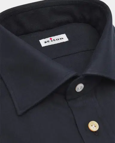Kiton Men's Brushed Cotton Flannel Dress Shirt | Thumbnail 2 Kiton Men's Brushed Cotton Flannel Dress Shirt | Thumbnail 2