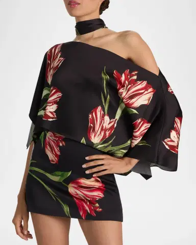Alice + Olivia Rita Draped Floral One-Shoulder Crop Top | Thumbnail 6 Alice + Olivia Rita Draped Floral One-Shoulder Crop Top | Thumbnail 6