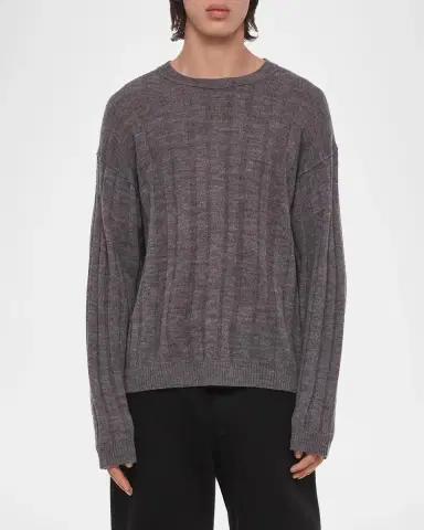 Helmut Lang Men's Wide-Rib Wool and Nylon Crewneck Sweater | Thumbnail 4 Helmut Lang Men's Wide-Rib Wool and Nylon Crewneck Sweater | Thumbnail 4