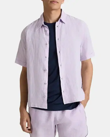 Vilebrequin Men's Short-Sleeve Button-Down Linen Shirt | Thumbnail 3 Vilebrequin Men's Short-Sleeve Button-Down Linen Shirt | Thumbnail 3