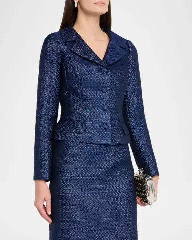 Rickie Freeman for Teri Jon Metallic Basketweave Jacquard Blazer | Thumbnail 4 Rickie Freeman for Teri Jon Metallic Basketweave Jacquard Blazer | Thumbnail 4