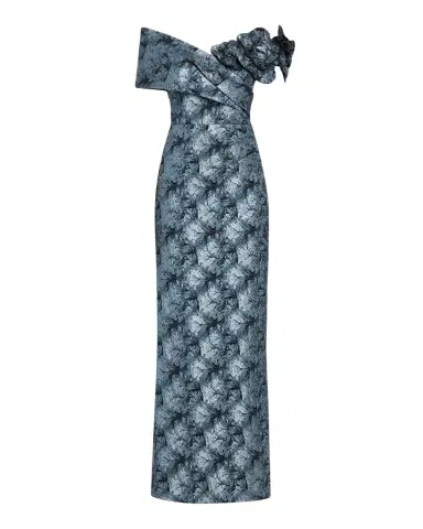 Rickie Freeman for Teri Jon 3D Floral Metallic Jacquard Column Gown | Thumbnail 1 Rickie Freeman for Teri Jon 3D Floral Metallic Jacquard Column Gown | Thumbnail 1