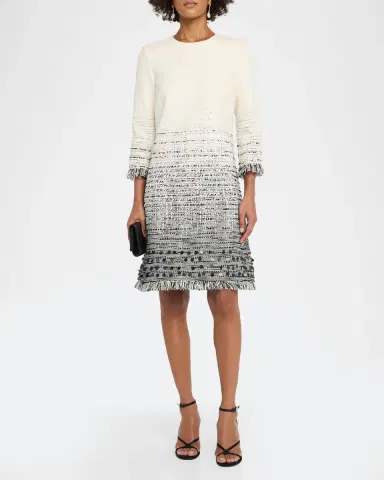 Rickie Freeman for Teri Jon Fringe-Trim Ombre Tweed Dress | Thumbnail 2 Rickie Freeman for Teri Jon Fringe-Trim Ombre Tweed Dress | Thumbnail 2