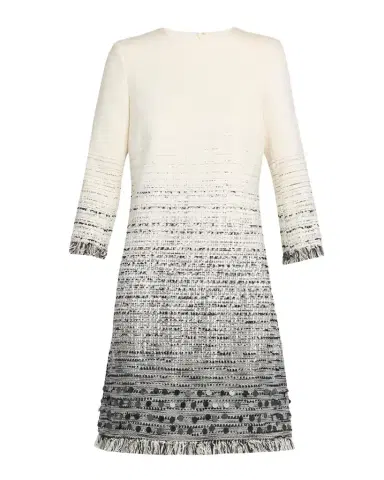 Rickie Freeman for Teri Jon Fringe-Trim Ombre Tweed Dress | Thumbnail 1 Rickie Freeman for Teri Jon Fringe-Trim Ombre Tweed Dress | Thumbnail 1