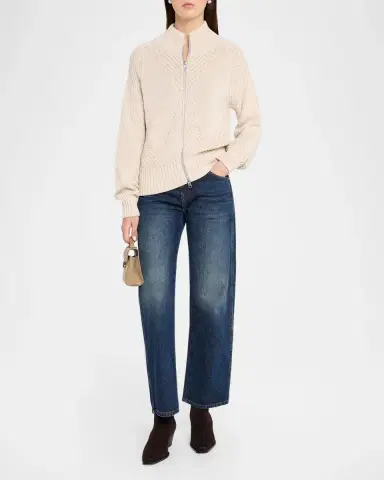 Autumn Cashmere Diamond Mixed-Stitch Mock Turtleneck Sweater | Thumbnail 2 Autumn Cashmere Diamond Mixed-Stitch Mock Turtleneck Sweater | Thumbnail 2