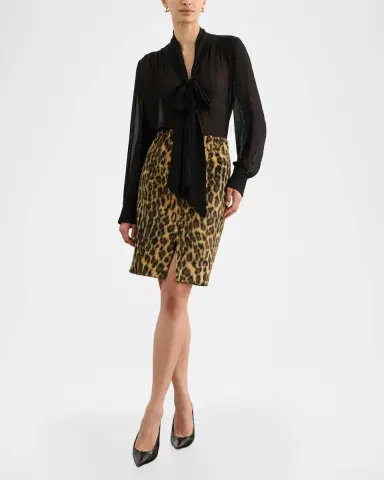 Toccin Noelle Leopard Faux Fur Knee-Length Skirt | Thumbnail 2 Toccin Noelle Leopard Faux Fur Knee-Length Skirt | Thumbnail 2