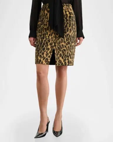 Toccin Noelle Leopard Faux Fur Knee-Length Skirt | Thumbnail 4 Toccin Noelle Leopard Faux Fur Knee-Length Skirt | Thumbnail 4