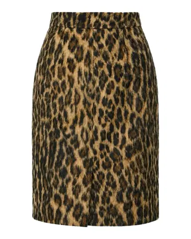 Toccin Noelle Leopard Faux Fur Knee-Length Skirt | Thumbnail 1 Toccin Noelle Leopard Faux Fur Knee-Length Skirt | Thumbnail 1