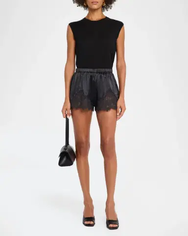 RE/DONE Jennie Lace-Trim Satin Shorts | Thumbnail 2 RE/DONE Jennie Lace-Trim Satin Shorts | Thumbnail 2