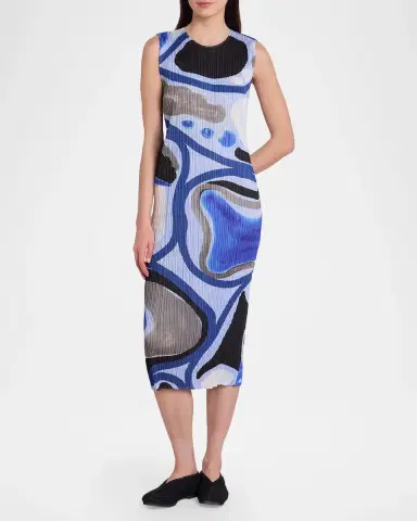 Issey Miyake Roll Printed Plisse Sleeveless Midi Dress | Thumbnail 2 Issey Miyake Roll Printed Plisse Sleeveless Midi Dress | Thumbnail 2