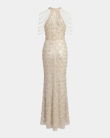 Mac Duggal Petite Draped Beaded Column Gown | Thumbnail 5 Mac Duggal Petite Draped Beaded Column Gown | Thumbnail 5