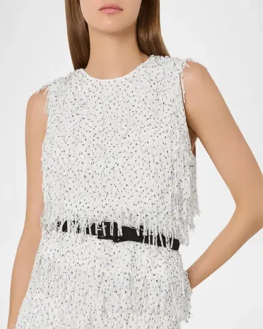 Milly Royce Sleeveless Fringe Polka Dot Blouse | Thumbnail 3 Milly Royce Sleeveless Fringe Polka Dot Blouse | Thumbnail 3