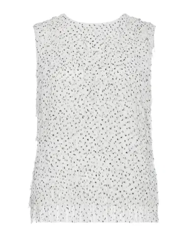 Milly Royce Sleeveless Fringe Polka Dot Blouse | Thumbnail 1 Milly Royce Sleeveless Fringe Polka Dot Blouse | Thumbnail 1