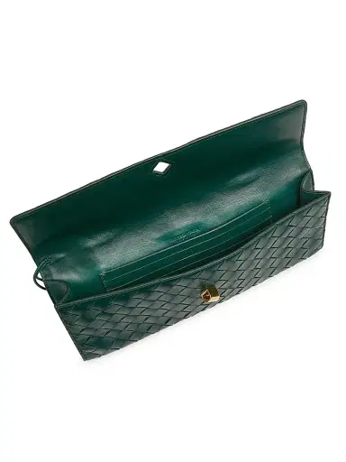 Bottega Veneta Women's Andiamo Intrecciato Leather Top-Handle Clutch - Emerald | Thumbnail 4 Bottega Veneta Women's Andiamo Intrecciato Leather Top-Handle Clutch - Emerald | Thumbnail 4