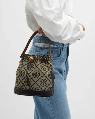 Tory Burch T Monogram Jacquard Bucket Bag | Thumbnail 4 Tory Burch T Monogram Jacquard Bucket Bag | Thumbnail 4