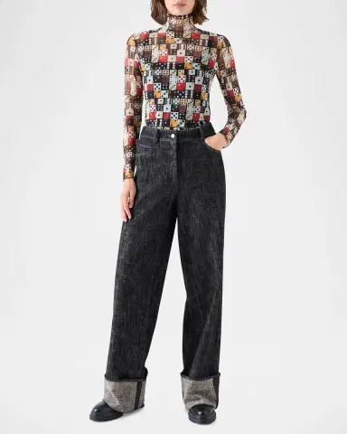 Akris punto Dice Print Tulle Top | Thumbnail 2 Akris punto Dice Print Tulle Top | Thumbnail 2