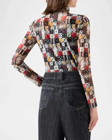 Akris punto Dice Print Tulle Top | Thumbnail 3 Akris punto Dice Print Tulle Top | Thumbnail 3