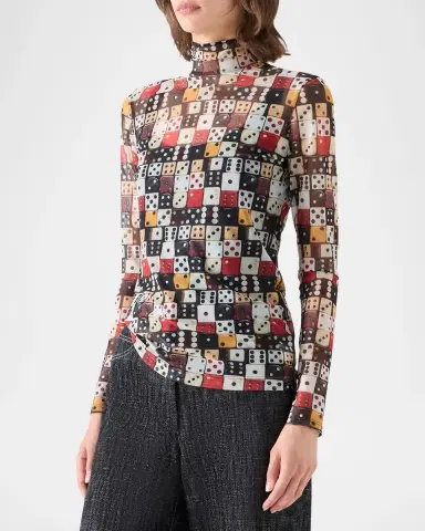 Akris punto Dice Print Tulle Top | Thumbnail 6 Akris punto Dice Print Tulle Top | Thumbnail 6