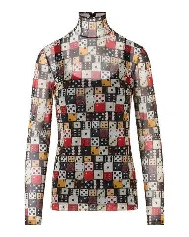 Akris punto Dice Print Tulle Top | Thumbnail 1 Akris punto Dice Print Tulle Top | Thumbnail 1