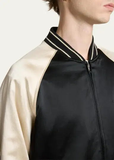 Givenchy Men's Satin Rhinestone-Logo Bomber Jacket | Thumbnail 5 Givenchy Men's Satin Rhinestone-Logo Bomber Jacket | Thumbnail 5