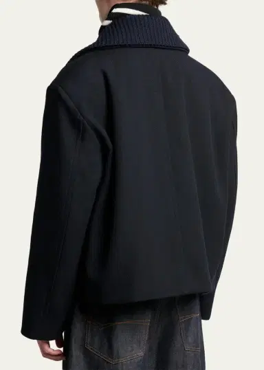 Balenciaga Men's Wool Knit-Collar Double-Breasted Jacket | Thumbnail 3 Balenciaga Men's Wool Knit-Collar Double-Breasted Jacket | Thumbnail 3
