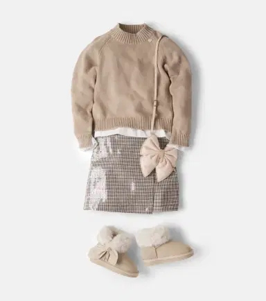 Monnalisa Sequined houndstooth skort | Thumbnail 4 Monnalisa Sequined houndstooth skort | Thumbnail 4