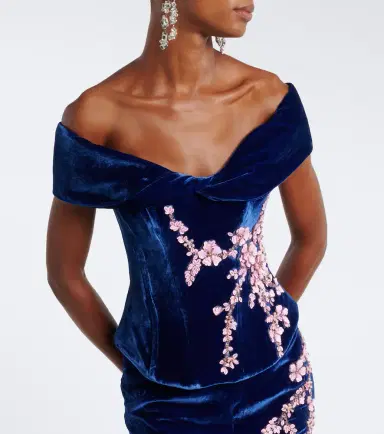 Costarellos Rielle embellished floral-appliqué velvet gown | Thumbnail 2 Costarellos Rielle embellished floral-appliqué velvet gown | Thumbnail 2