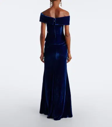 Costarellos Rielle embellished floral-appliqué velvet gown | Thumbnail 3 Costarellos Rielle embellished floral-appliqué velvet gown | Thumbnail 3