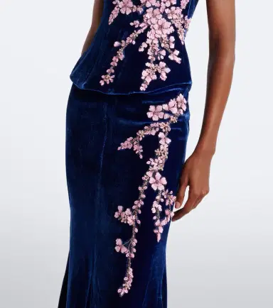 Costarellos Rielle embellished floral-appliqué velvet gown | Thumbnail 4 Costarellos Rielle embellished floral-appliqué velvet gown | Thumbnail 4