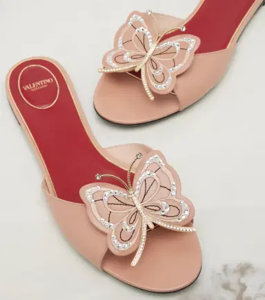 Valentino Garavani Flutterby embellished leather slides | Thumbnail 3 Valentino Garavani Flutterby embellished leather slides | Thumbnail 3
