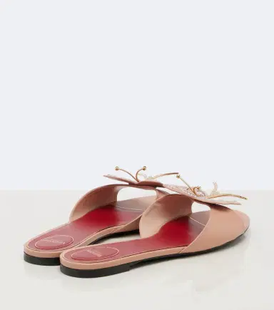 Valentino Garavani Flutterby embellished leather slides | Thumbnail 4 Valentino Garavani Flutterby embellished leather slides | Thumbnail 4