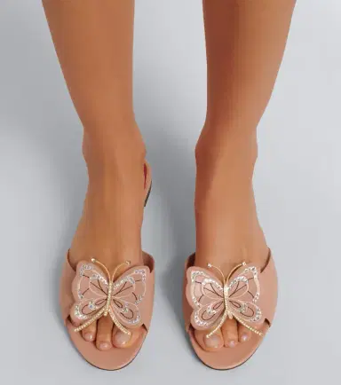 Valentino Garavani Flutterby embellished leather slides | Thumbnail 5 Valentino Garavani Flutterby embellished leather slides | Thumbnail 5
