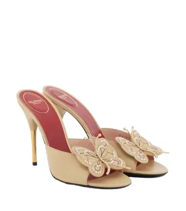 Valentino Garavani Flutterby embellished leather mules | Thumbnail 1 Valentino Garavani Flutterby embellished leather mules | Thumbnail 1