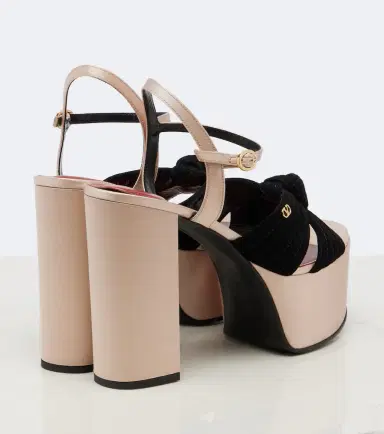 Valentino Garavani Crasher satin-trimmed suede platform sandals | Thumbnail 3 Valentino Garavani Crasher satin-trimmed suede platform sandals | Thumbnail 3