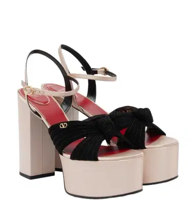 Valentino Garavani Crasher satin-trimmed suede platform sandals | Thumbnail 1 Valentino Garavani Crasher satin-trimmed suede platform sandals | Thumbnail 1