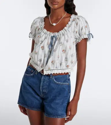 Doen Dôen Nera embroidered printed cotton top | Thumbnail 3 Doen Dôen Nera embroidered printed cotton top | Thumbnail 3