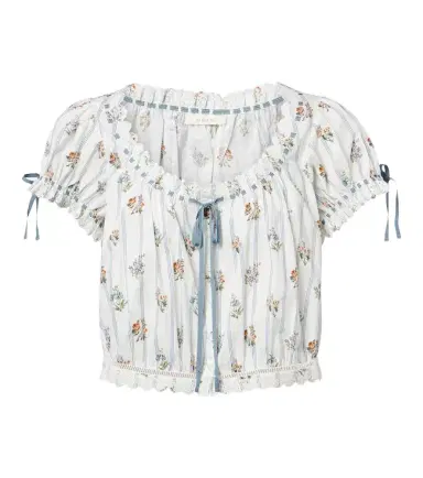 Doen Dôen Nera embroidered printed cotton top | Thumbnail 1 Doen Dôen Nera embroidered printed cotton top | Thumbnail 1