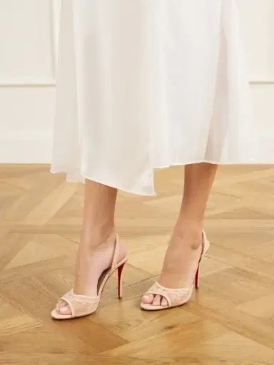 Christian Louboutin Miss Z 100 Lace And Leather-trimmed Slingback Sandals | Thumbnail 2 Christian Louboutin Miss Z 100 Lace And Leather-trimmed Slingback Sandals | Thumbnail 2