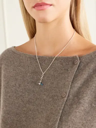 Loren Stewart Lunette Barbell Sterling Silver And Topaz Necklace | Thumbnail 2 Loren Stewart Lunette Barbell Sterling Silver And Topaz Necklace | Thumbnail 2