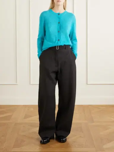 Studio Nicholson Chatto Belted Herringbone Cotton And Linen-blend Wide-leg Pants | Thumbnail 2 Studio Nicholson Chatto Belted Herringbone Cotton And Linen-blend Wide-leg Pants | Thumbnail 2