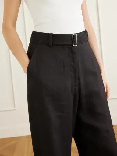 Studio Nicholson Chatto Belted Herringbone Cotton And Linen-blend Wide-leg Pants | Thumbnail 5 Studio Nicholson Chatto Belted Herringbone Cotton And Linen-blend Wide-leg Pants | Thumbnail 5