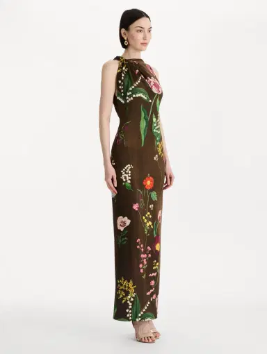 Oscar de la Renta Mixed Botanical Milano Jersey Dress | Thumbnail 3 Oscar de la Renta Mixed Botanical Milano Jersey Dress | Thumbnail 3