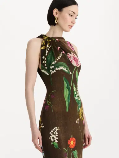 Oscar de la Renta Mixed Botanical Milano Jersey Dress | Thumbnail 4 Oscar de la Renta Mixed Botanical Milano Jersey Dress | Thumbnail 4