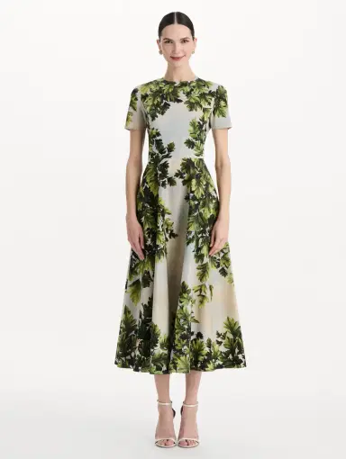 Oscar de la Renta Maple Leaves Cotton Poplin Dress | Thumbnail 2 Oscar de la Renta Maple Leaves Cotton Poplin Dress | Thumbnail 2