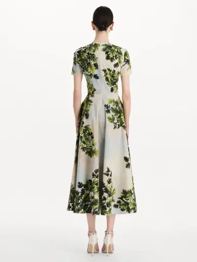 Oscar de la Renta Maple Leaves Cotton Poplin Dress | Thumbnail 3 Oscar de la Renta Maple Leaves Cotton Poplin Dress | Thumbnail 3