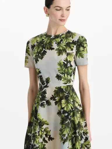Oscar de la Renta Maple Leaves Cotton Poplin Dress | Thumbnail 5 Oscar de la Renta Maple Leaves Cotton Poplin Dress | Thumbnail 5