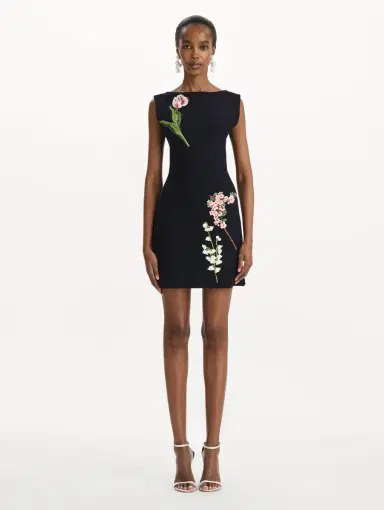 Oscar de la Renta Mixed Botanical Embroidered Dress | Thumbnail 2 Oscar de la Renta Mixed Botanical Embroidered Dress | Thumbnail 2